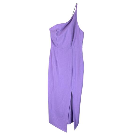 Hello Molly | NWT Taking It Back Midi Dress One Shoulder Strappy Slit Lilac XS - Picture 4 of 13